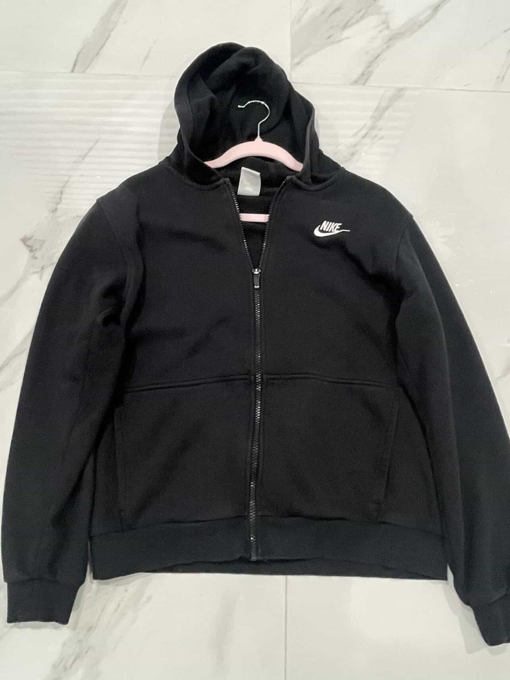 Nike Black Full-Zip Hoodie with White Logo